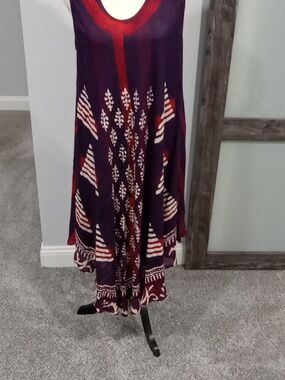 India Boutique Sleeveless Sundress Purple Red  & Tan 1 Size Fits All